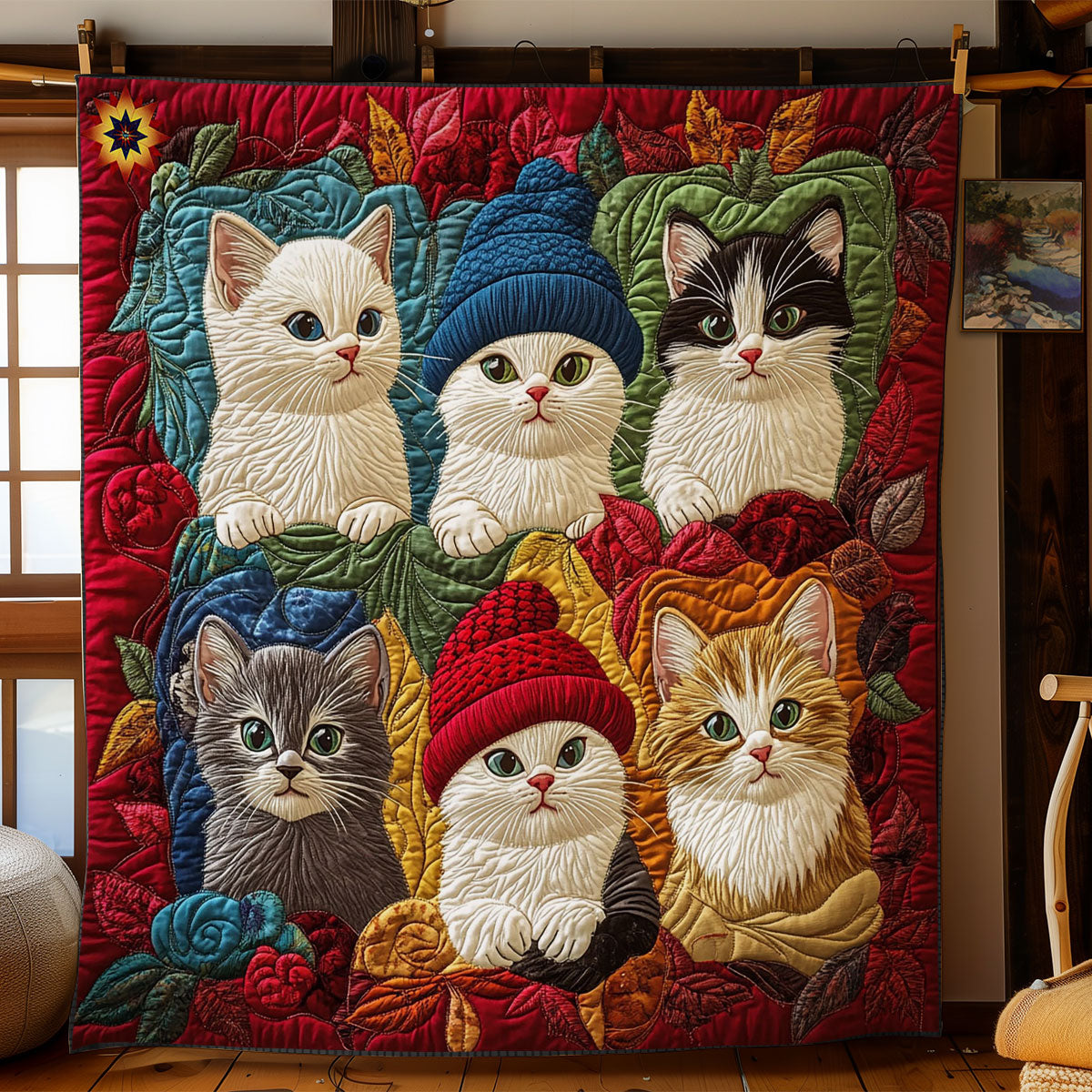 Vibrant Winter Cat WY1012054CL Quilt