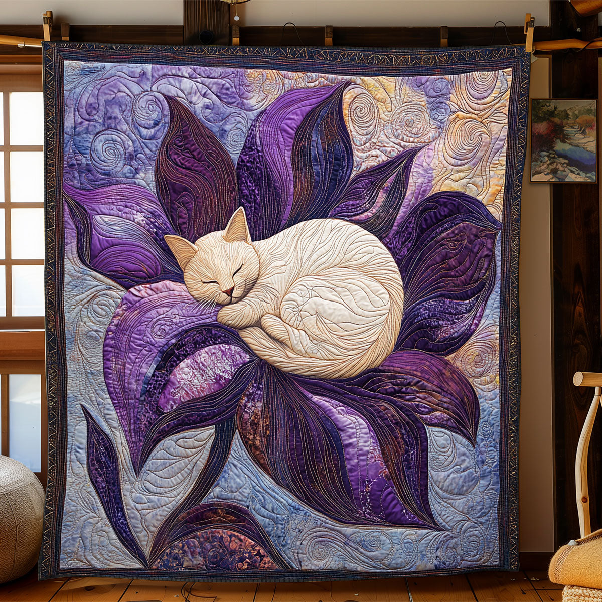 Sleeping Floral Cat XB1604020CL Quilt