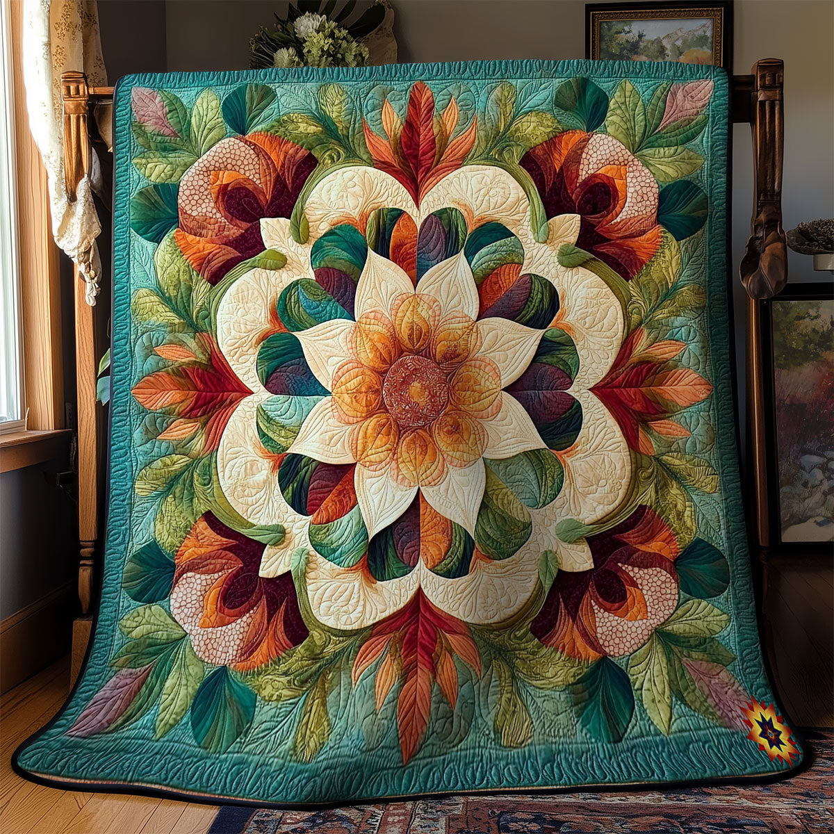 Mystic Teal FLower WY0811002CL Quilt