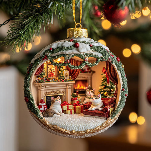 Merry Cat Cabin WN0811053CL Christmas Ornament
