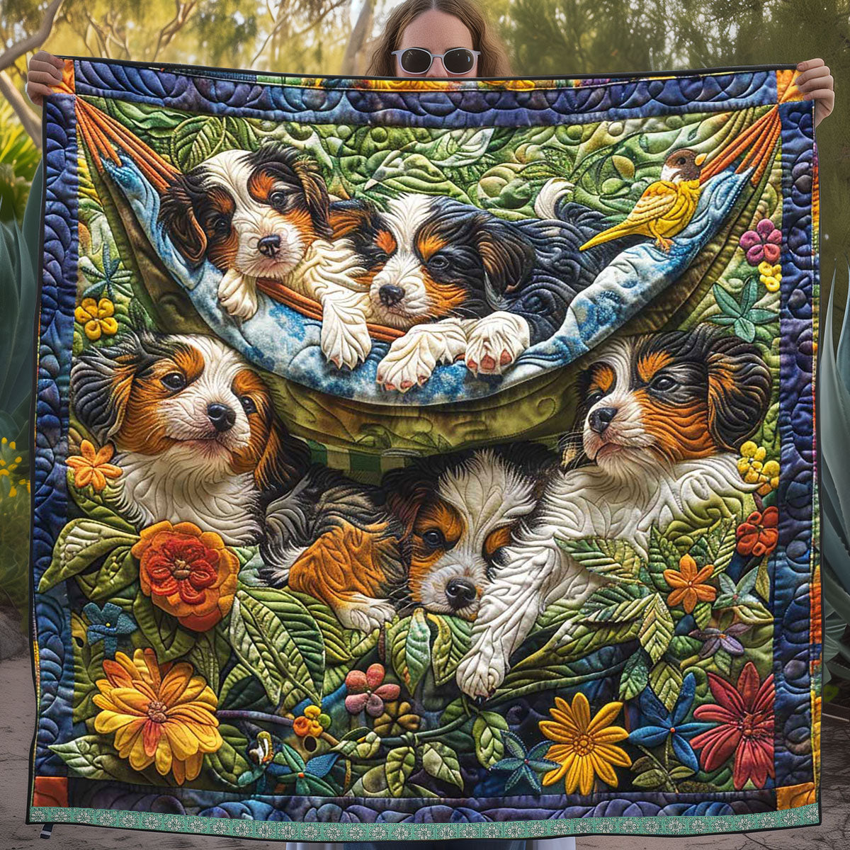 Puppies In The Garden WJ2809011CL Quilt