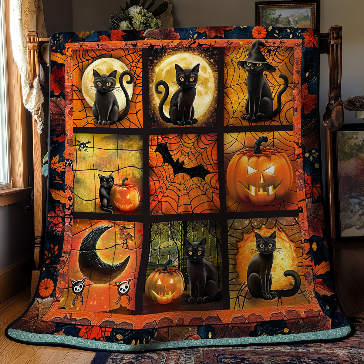 Pumpkins And Cats Halloween WN1309061CL Quilt
