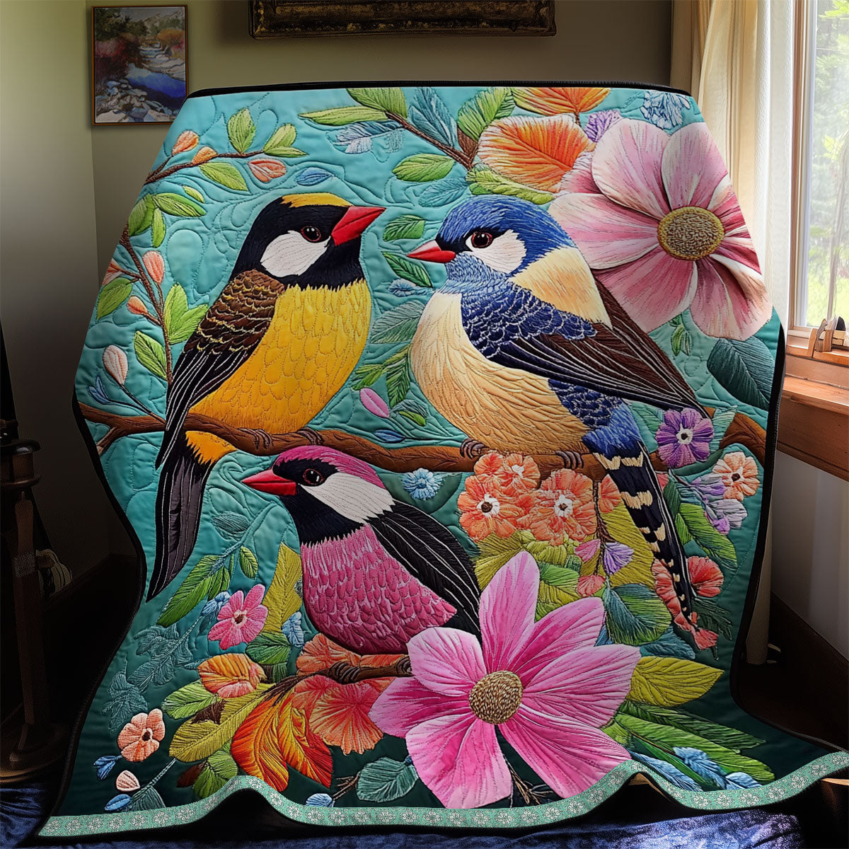 Bird Flower WX1511002CL Quilt