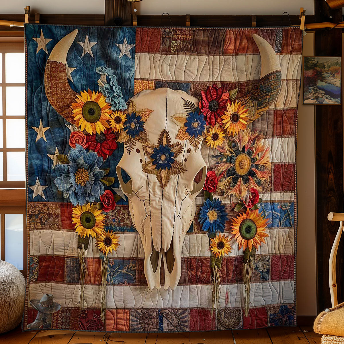 American Bull Skull WN3010079CL Quilt