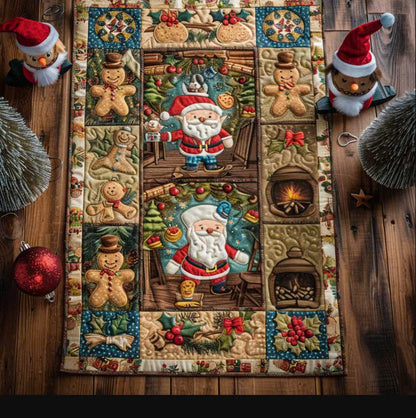 Gnome Gingerbread Christmas WP1810022CL Quilted Table Runner