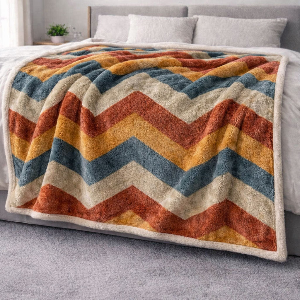 Chevron Cozy CP2101001CL Faux Fur Throw Blanket