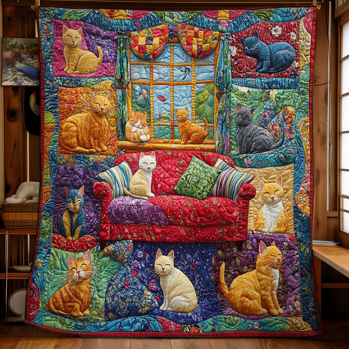 Cozy Family Cat WY1811049CL Quilt