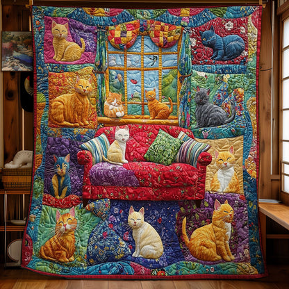 Cozy Family Cat WY1811049CL Quilt