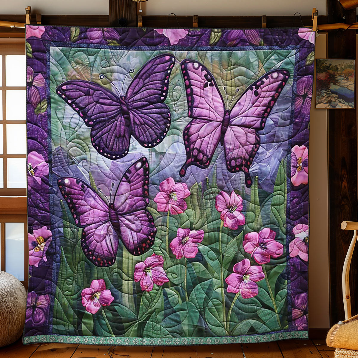 Purple Butterflies WJ2709018CL Quilt