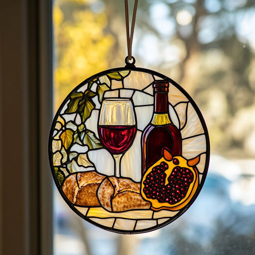 Wine WU0810009CL Stained Glass Suncatcher