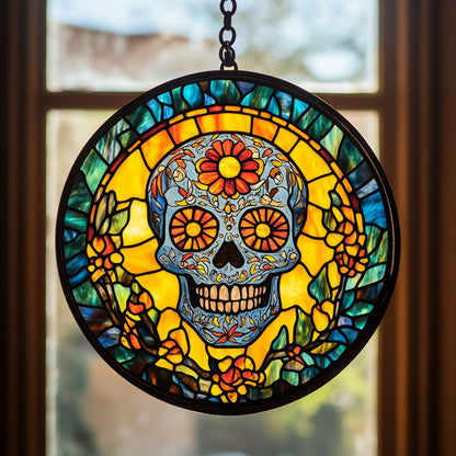 Calavera WJ3110032CL Stained Glass Suncatcher