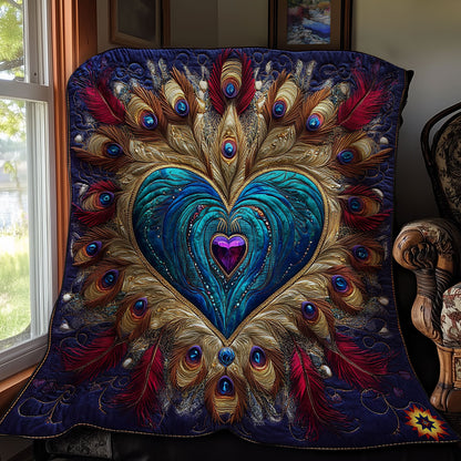 Royal Peacock Feather Heart WY1012048CL Quilt