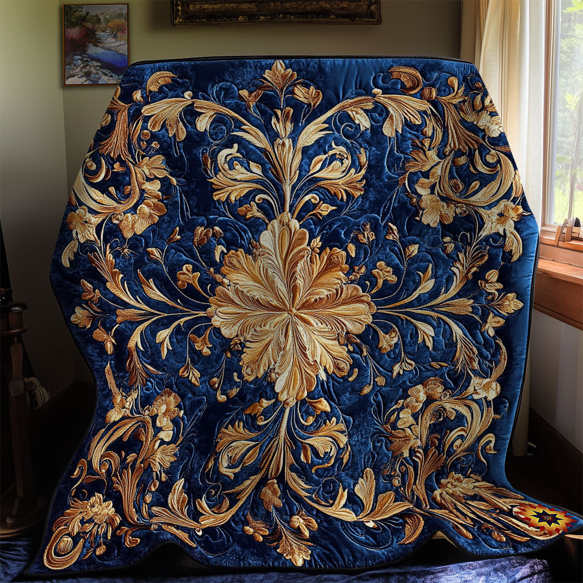 Gold Flower Pattern WY0312043CL Quilt