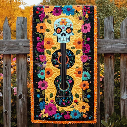 Flowered Skull And Guitar WN0111016CL Quilted Table Runner