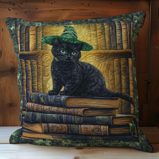 Witch Cat In Library WY2701065CL Quilt Pillow Case