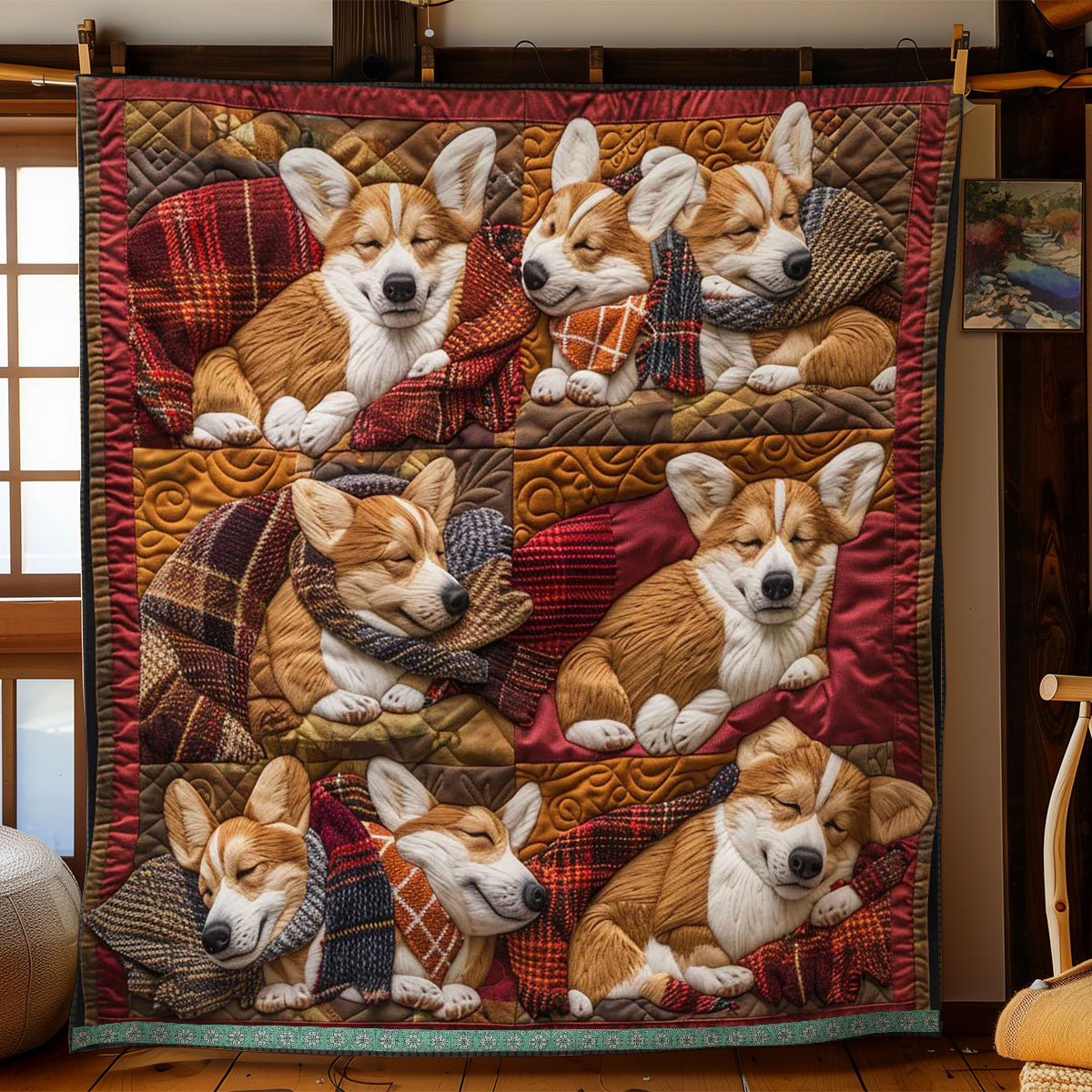 Corgi Cuddle Time WN1209037CL Quilt