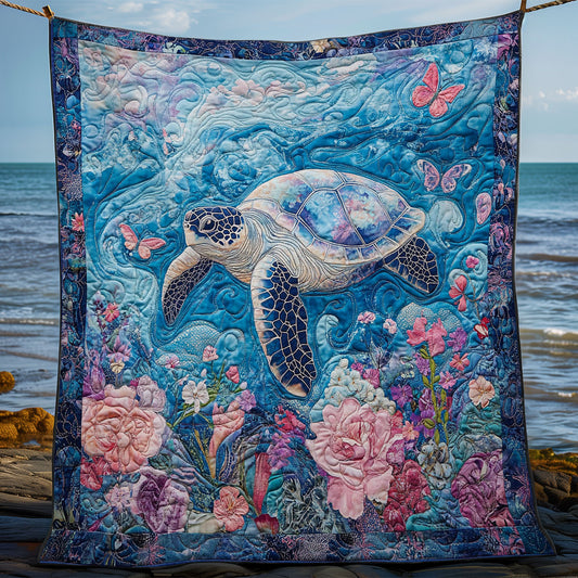 Turtle In Flower Ocean WY1302051CL Quilt