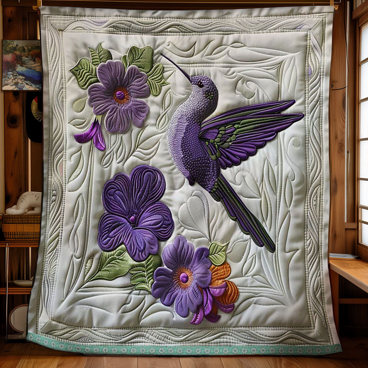 Purple Hummingbird WN1209042CL Quilt