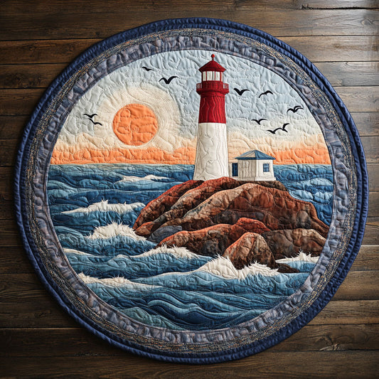 Lighthouse Sunset CW1707028CL Quilted Round Mat