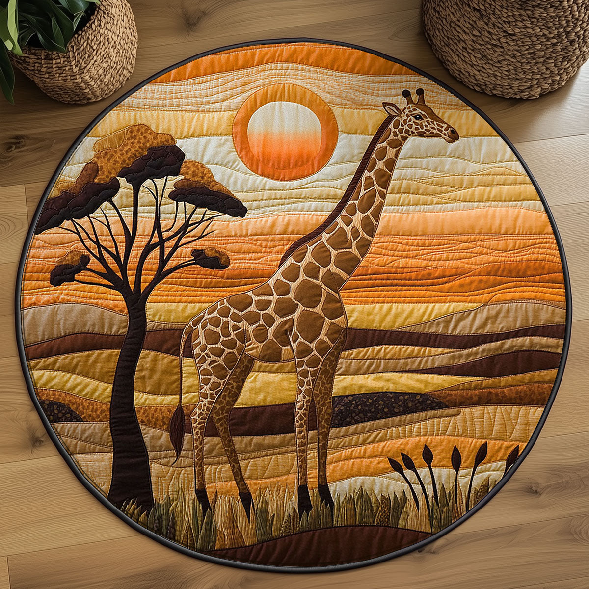 Savannah Giraffe WJ1903055CL Quilted Round Mat