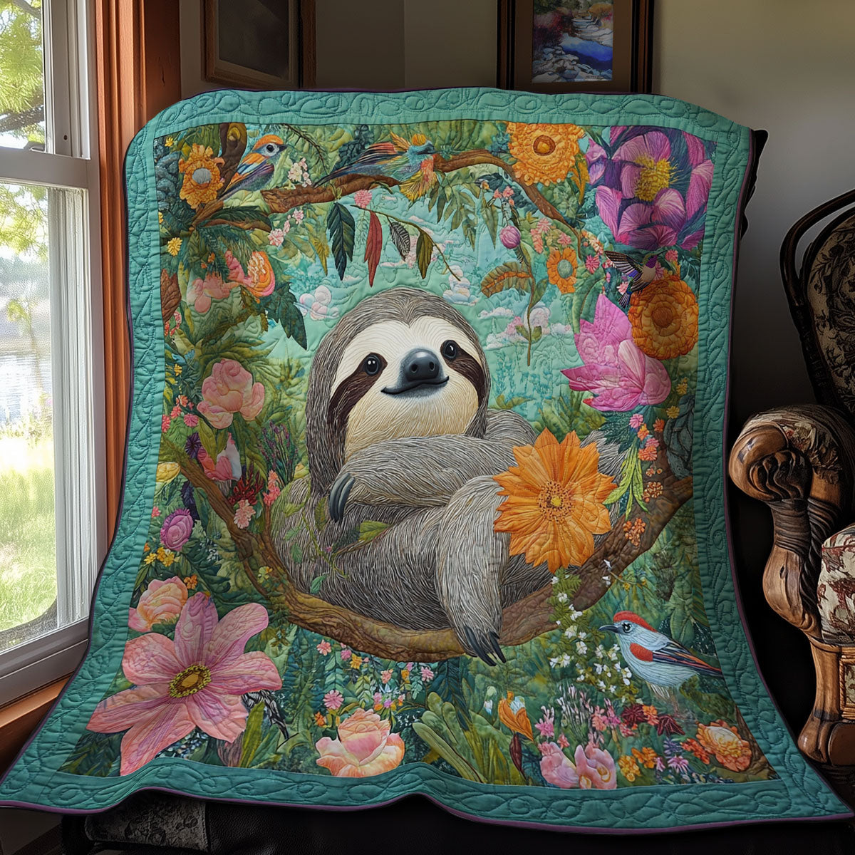 Tropical Forest Sloth WY1311012CL Quilt