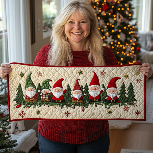 Gnome And Christmas Tree XR1209014CL Quilted Table Runner