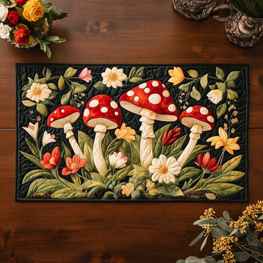 Mushroom Meadow CP2904026CL Quilted Table Runner