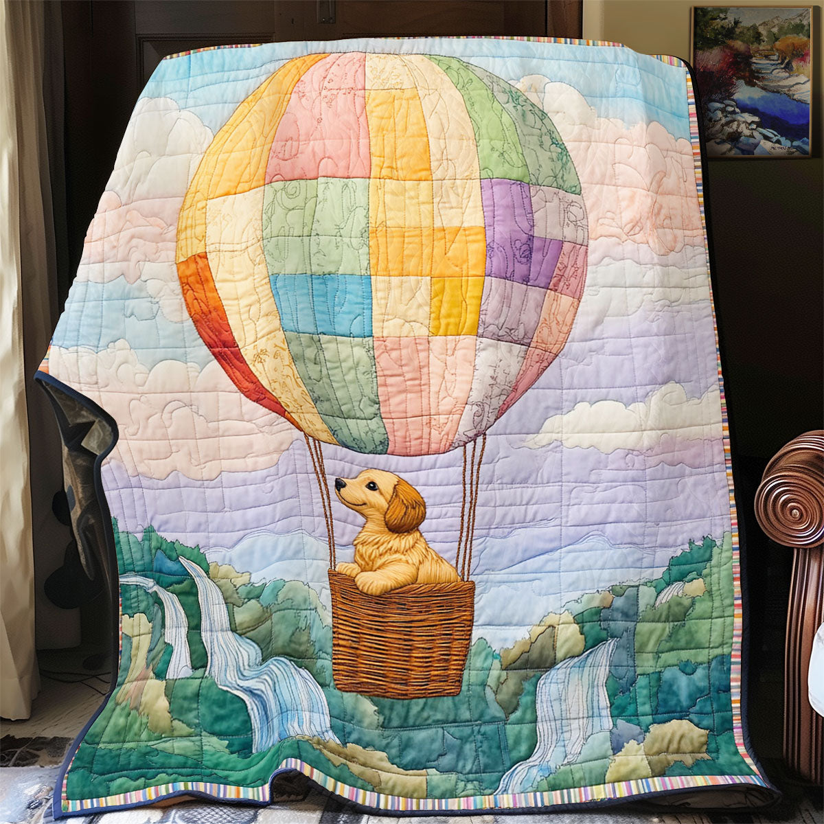 Puppy Hot Air Balloon WY0202047CL Quilt