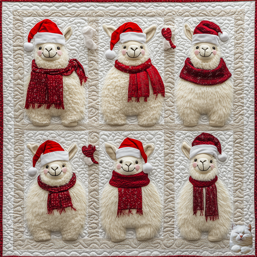 Fluffy Llamas In Christmas XR0912006CL Quilt