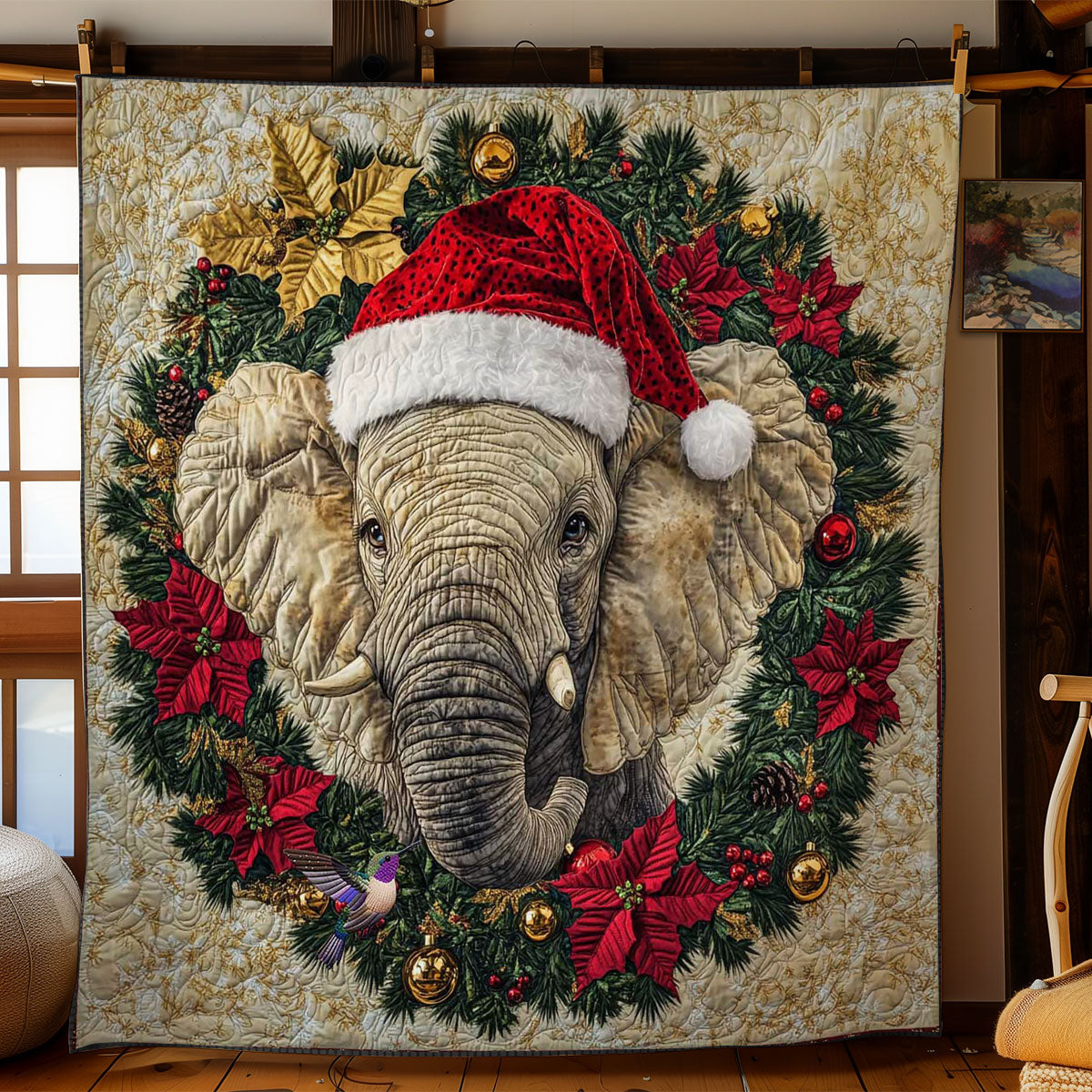 Leopard Hat Elephant Cheer WN1312029CL Quilt