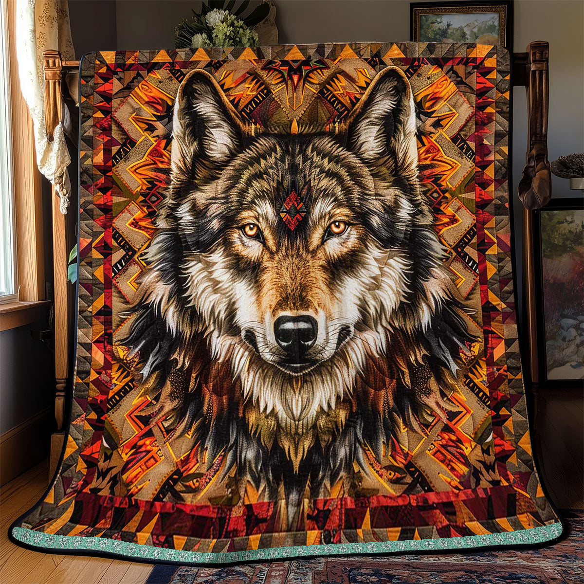 Wolf Native American WJ1909028CL Quilt