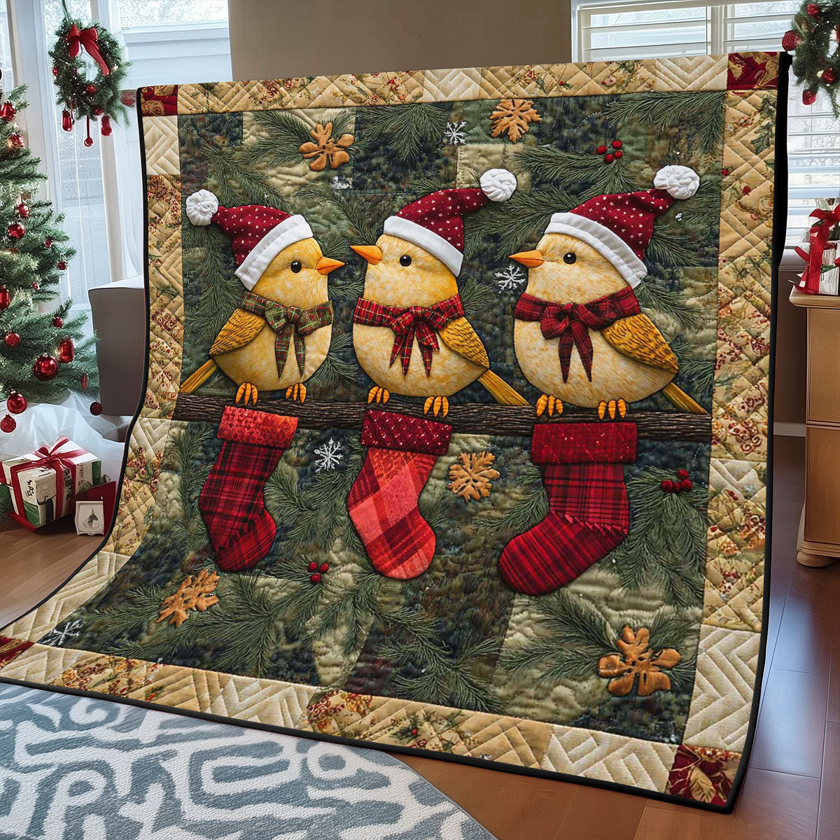 Christmas Bird WJ2408005CL Quilt