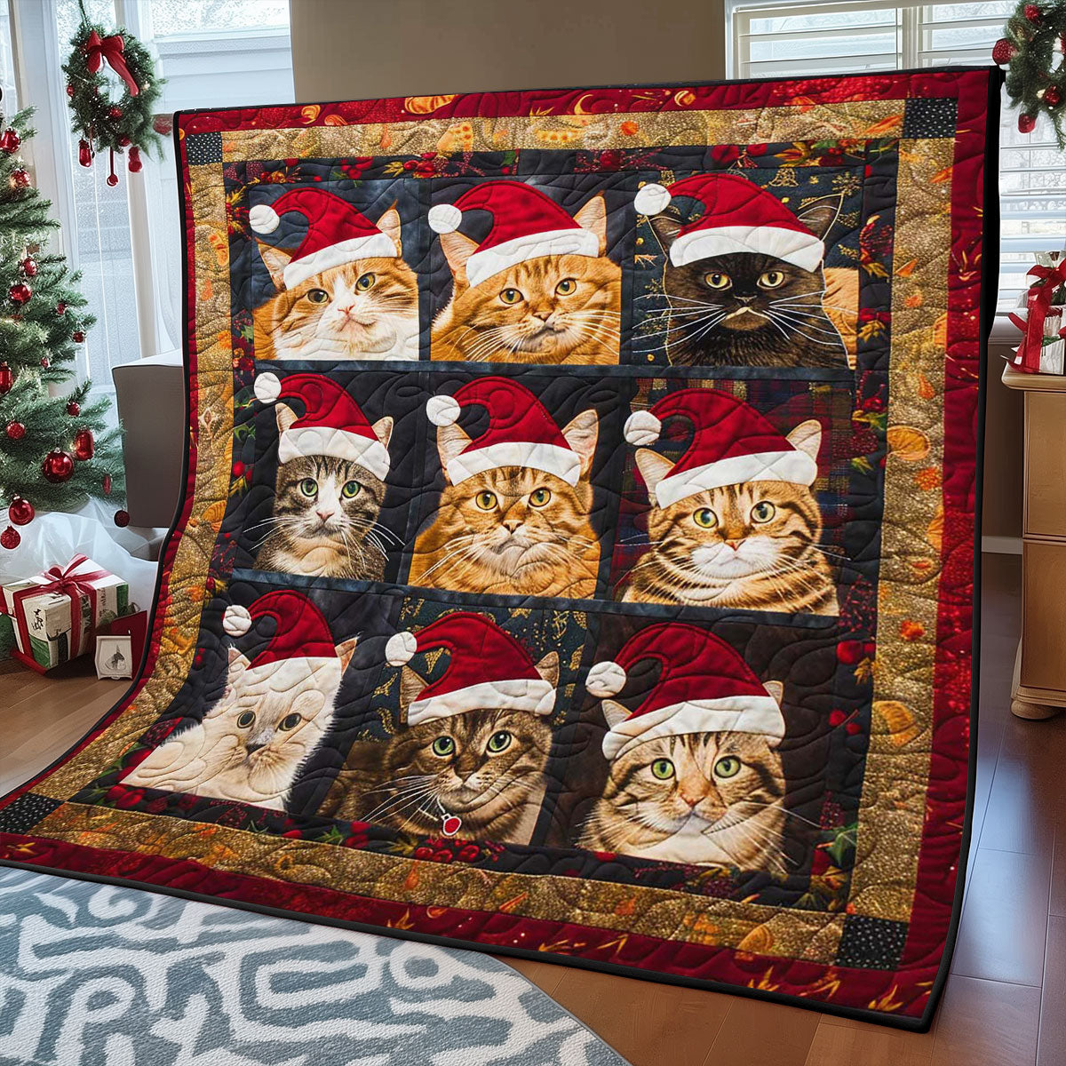 Christmas Cat WJ1608004CL Quilt