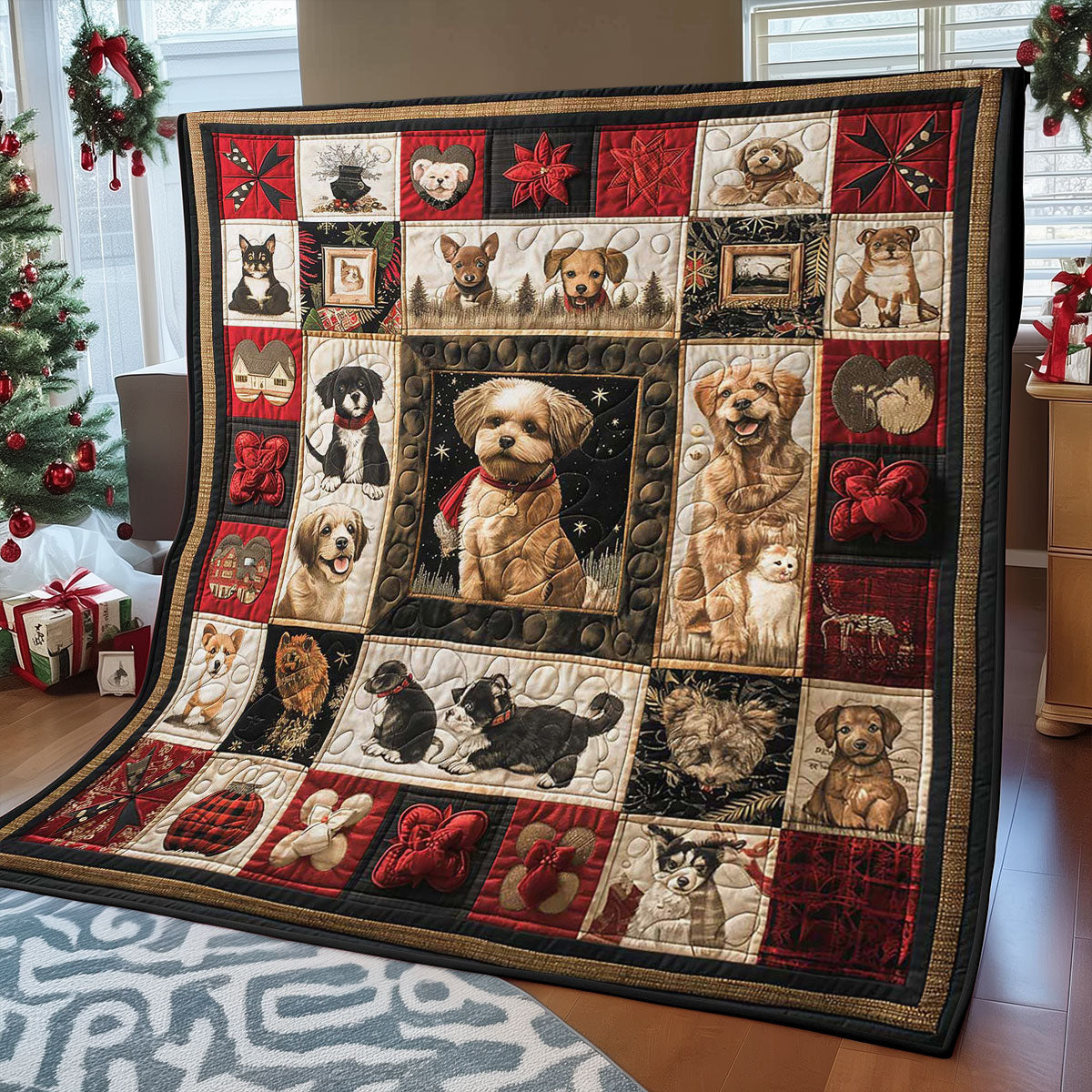 Christmas Puppies WJ2908001CL Quilt