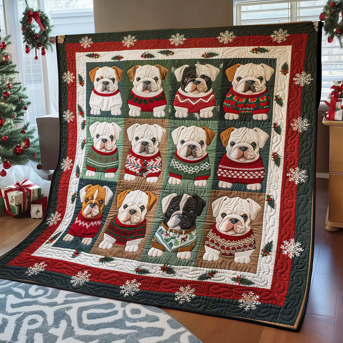 Cute Baby Christmas Bulldog WJ0909010CL Quilt