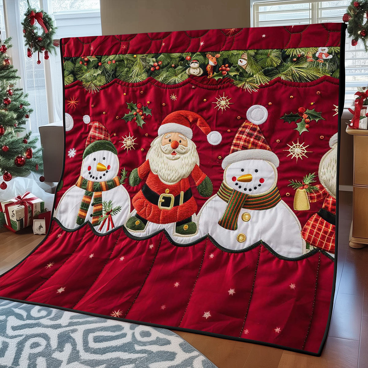 Santa Clause And Snowman WJ2208017CL Quilt