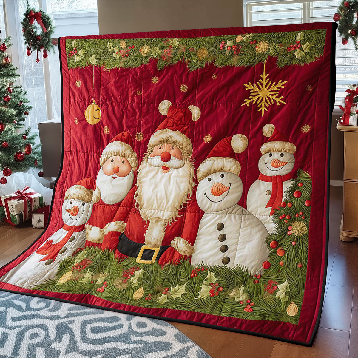 Santa Clause And Snowman WJ2608023CL Quilt