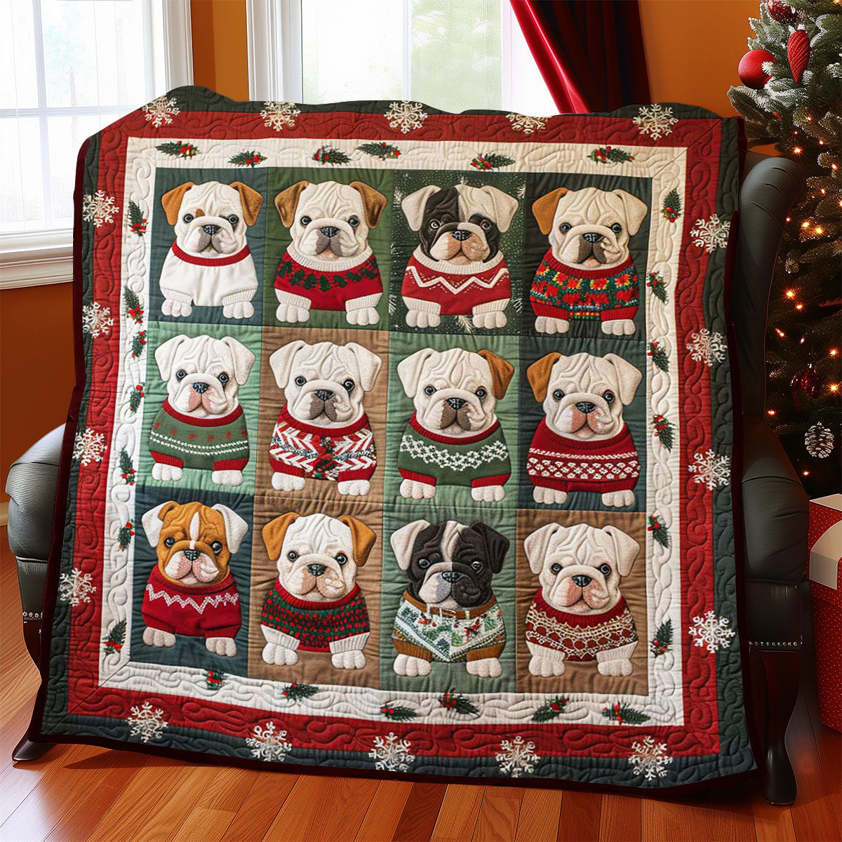 Cute Baby Christmas Bulldog WJ0909010CL Quilt