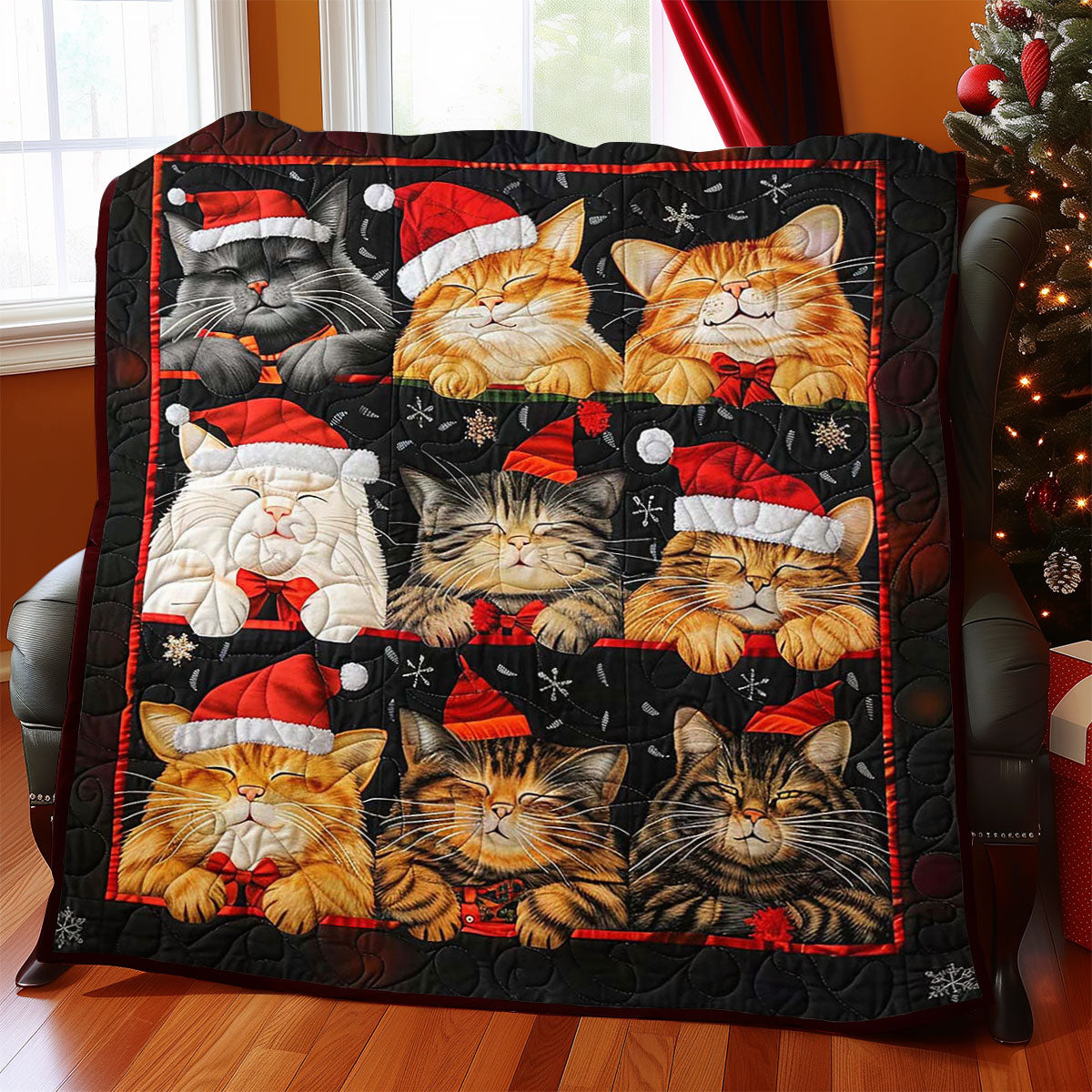 Sleeping Christmas Cat WJ1608024CL Quilt