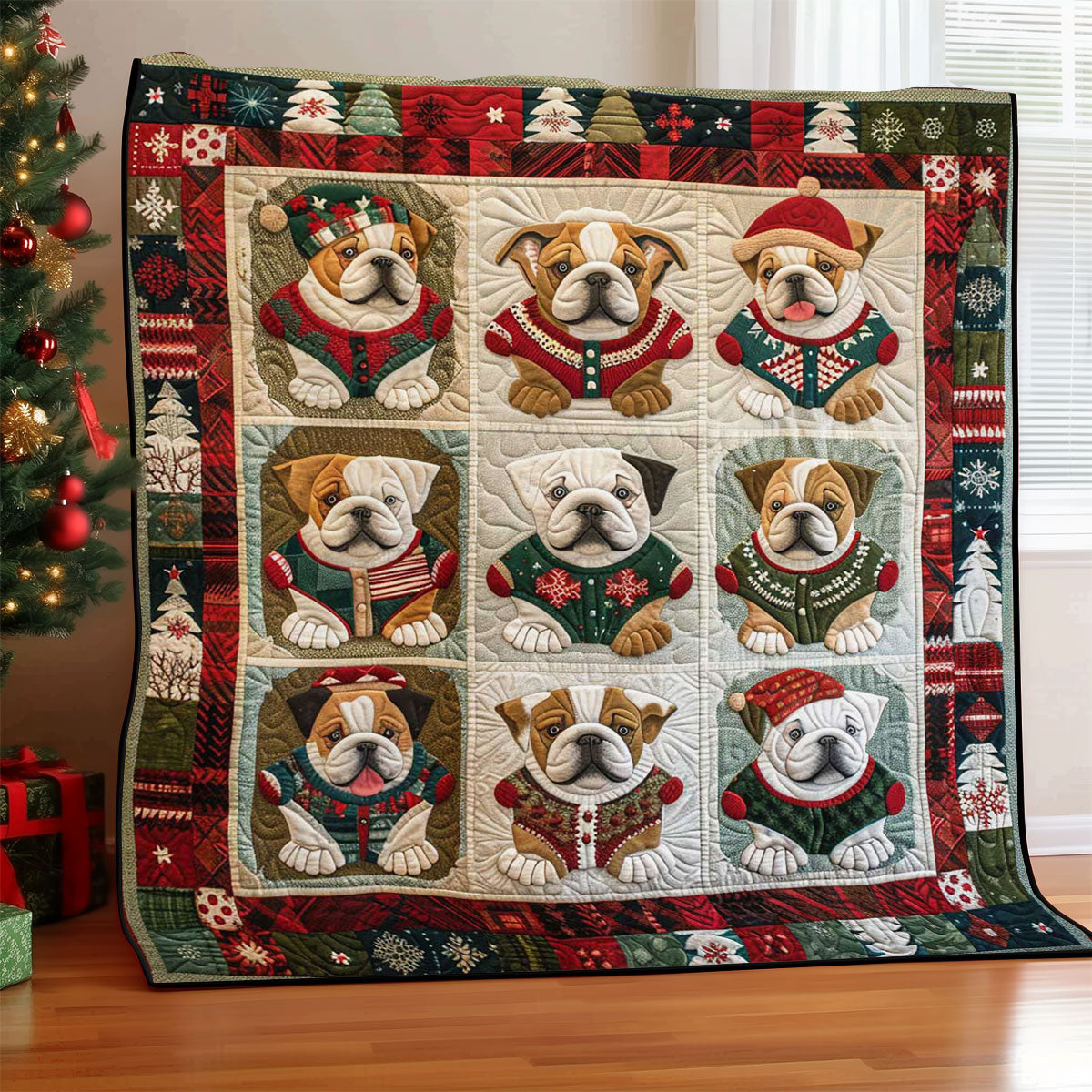 Christmas Bulldog WJ0909008CL Quilt