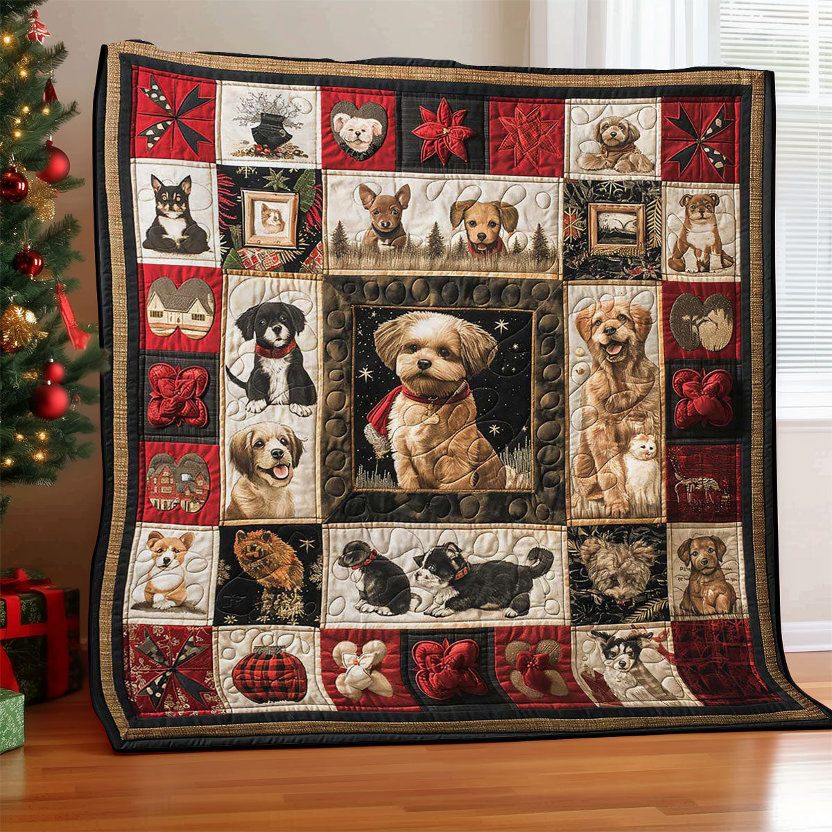 Christmas Puppies WJ2908001CL Quilt