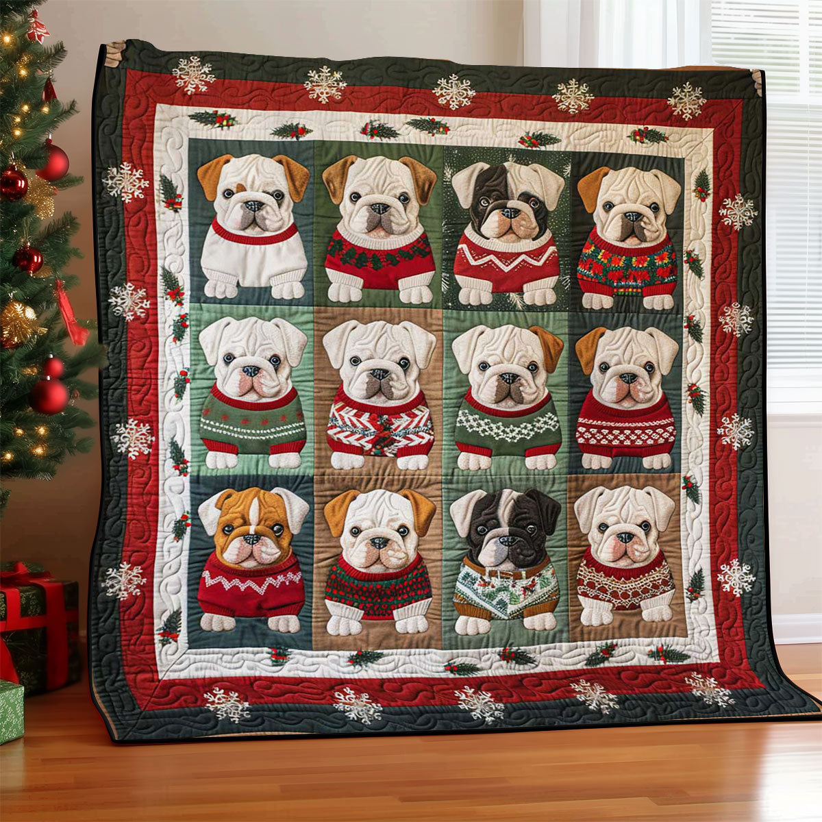 Cute Baby Christmas Bulldog WJ0909010CL Quilt