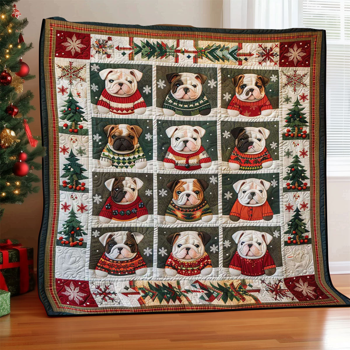 Cute Baby Christmas Bulldog WJ1009009CL Quilt