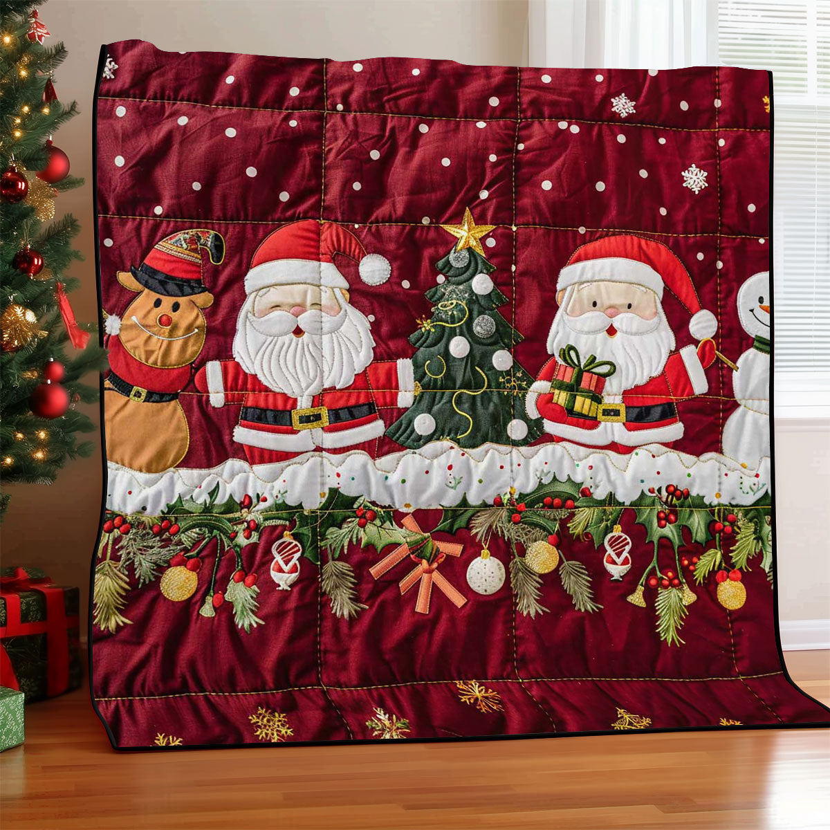 Santa Clause And Snowman WJ2208016CL Quilt