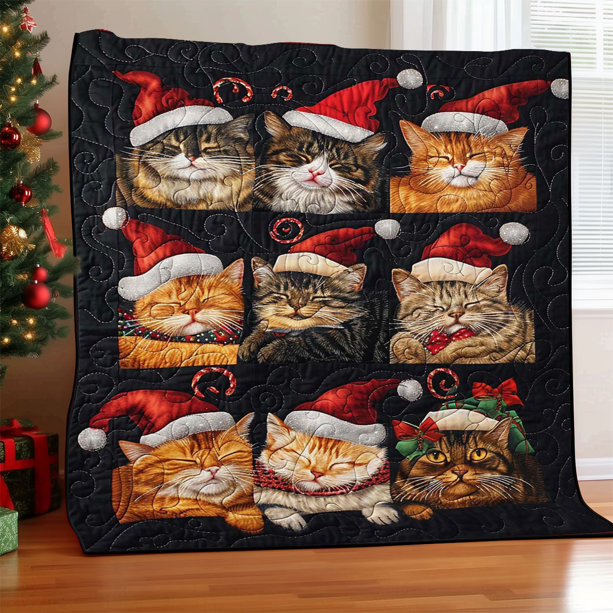 Sleeping Christmas Cat WJ1608023CL Quilt