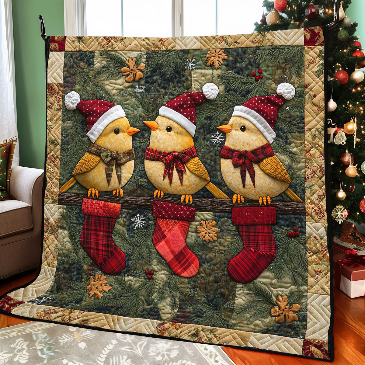 Christmas Bird WJ2408005CL Quilt