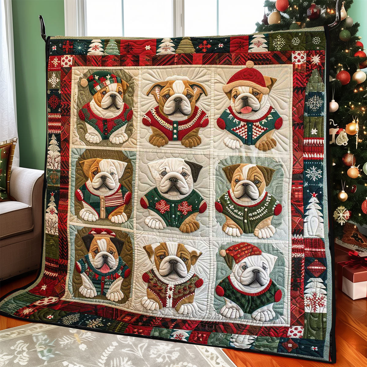 Christmas Bulldog WJ0909008CL Quilt