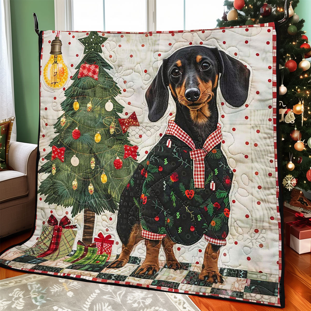 Christmas Dachshund WJ1308040CL Quilt