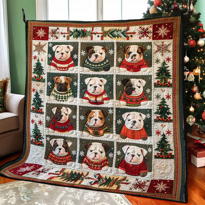 Cute Baby Christmas Bulldog WJ1009009CL Quilt