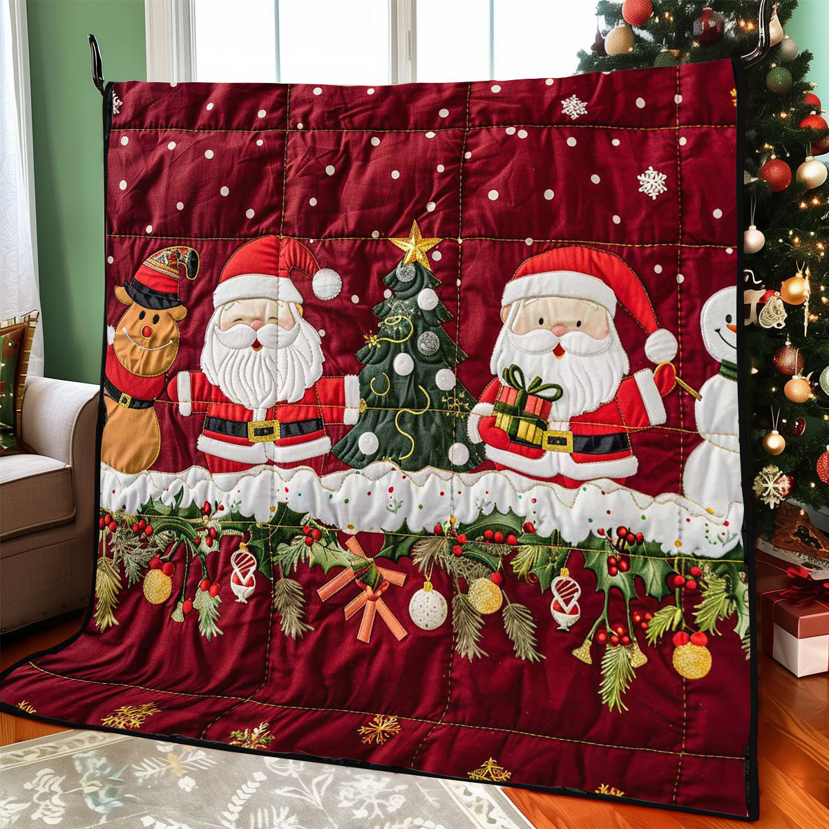 Santa Clause And Snowman WJ2208016CL Quilt